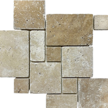 Load image into Gallery viewer, CLASSIC TRAVERTINE MINI FRENCH PATTERN TUMBLED MOSAIC
