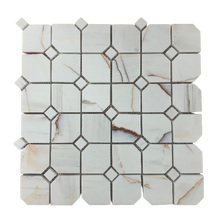 Load image into Gallery viewer, ROSETTE DOLOMITE OCTAGON + DOT SEMI-POLISHED MOSAIC
