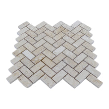 Load image into Gallery viewer, CLASSIC TRAVERTINE HERRINGBONE TUMBLED MOSAIC

