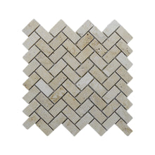 Load image into Gallery viewer, CLASSIC TRAVERTINE HERRINGBONE TUMBLED MOSAIC
